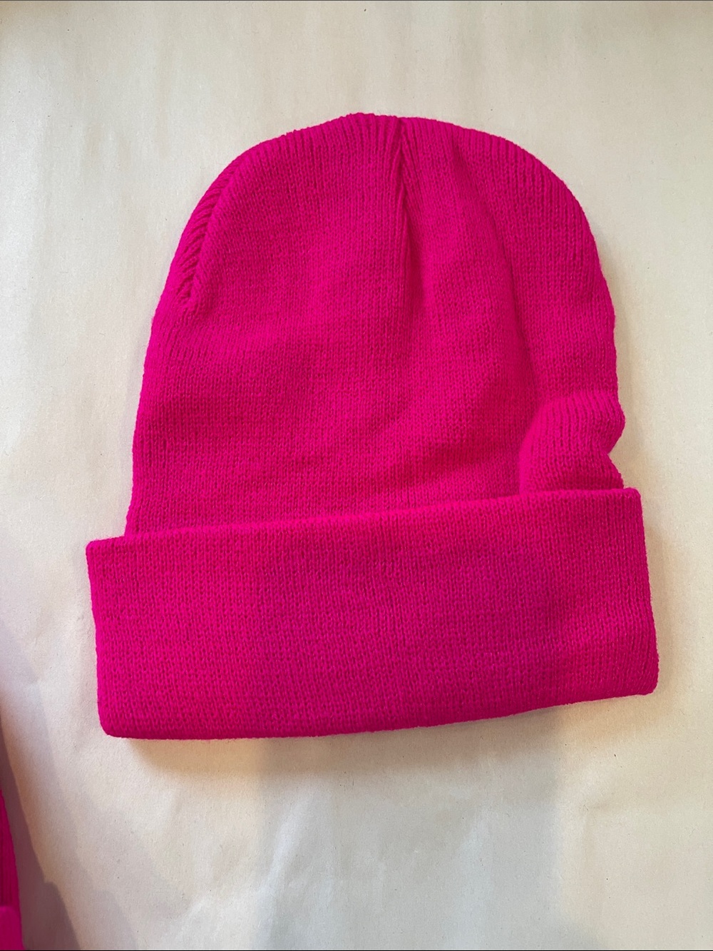 Bright Pink Fold-Over Beanie